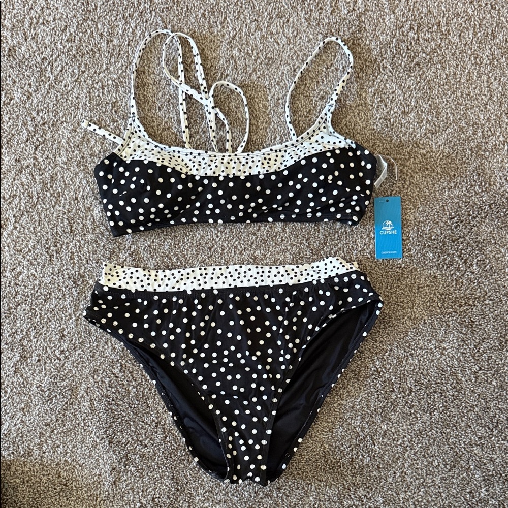 Cupshe Black and White Polka Dot Bikini